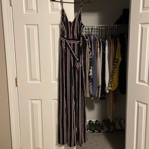 Striped jump suit
